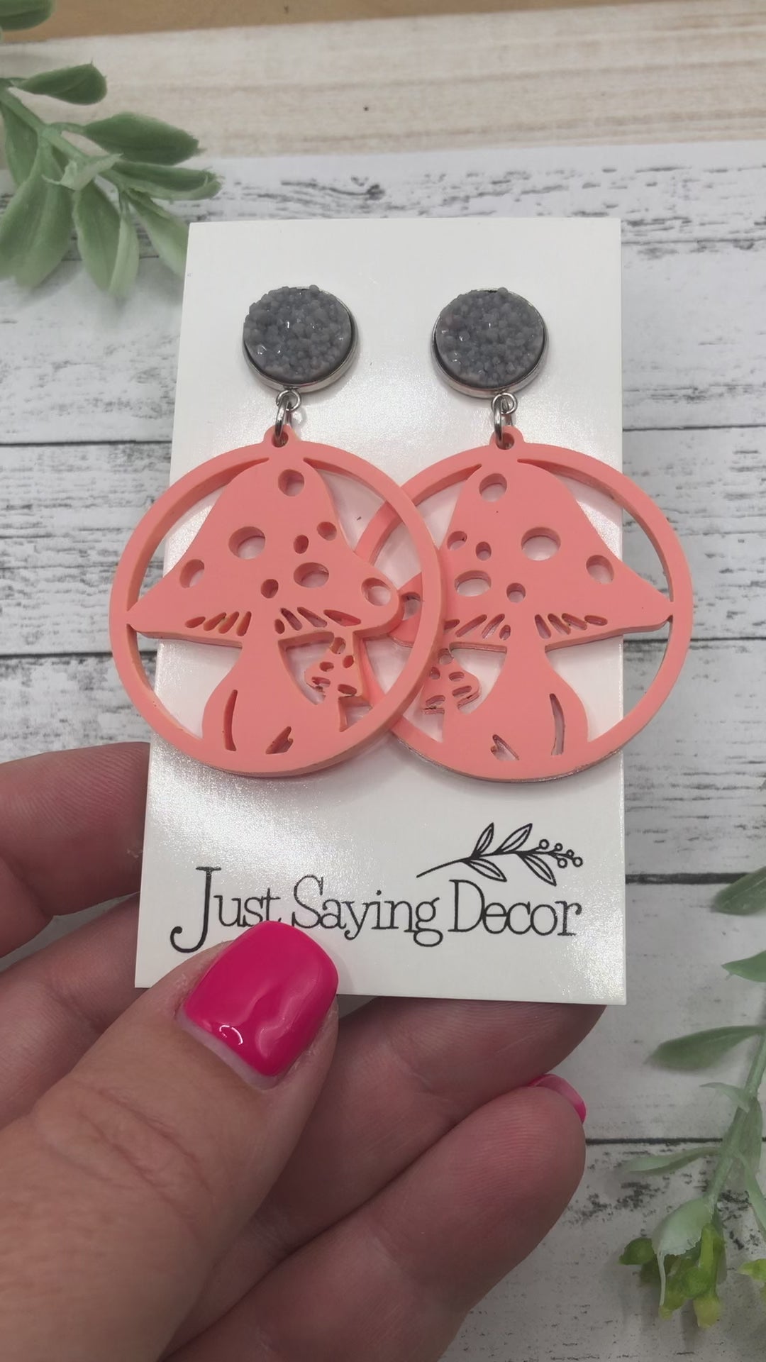 Mushroom Round Acrylic Earrings