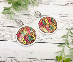 Mardi Gras Round Sublimation Earrings