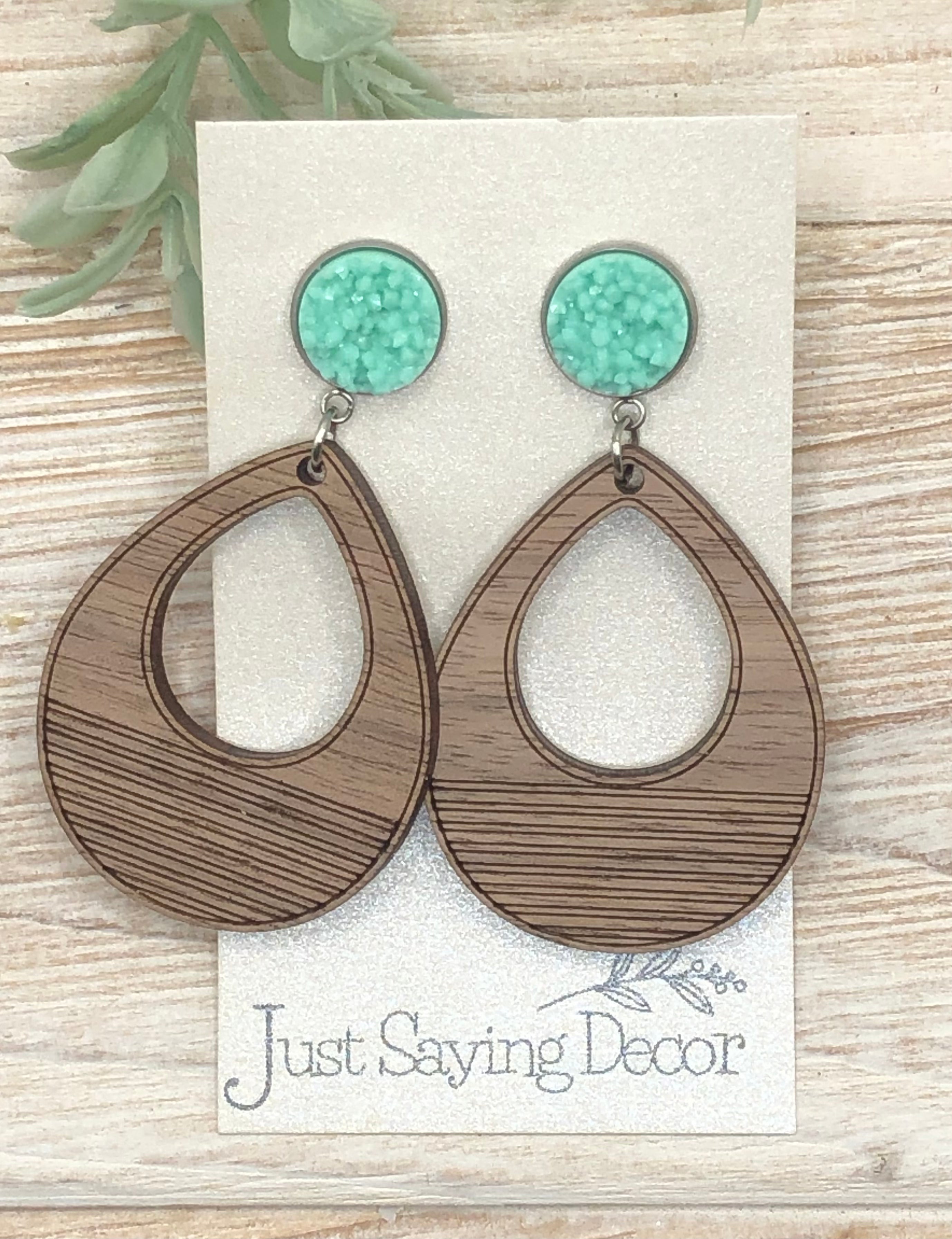 Teal Drop with Round Druzy